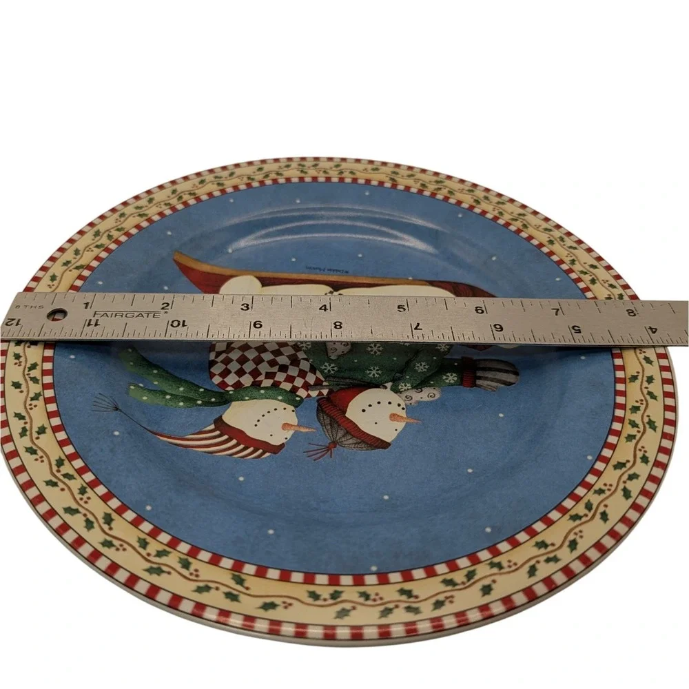 Vintage Sakura Debbie Mumm Plate Salad Christmas Holiday Jolly Snowmen 2000‎
